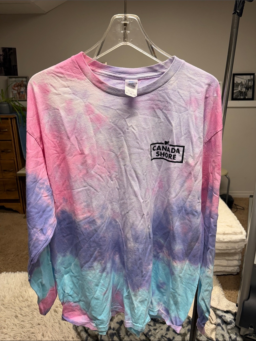 Women's Long Sleeve Tie-Dye Tee - Pink, Purple & Blue